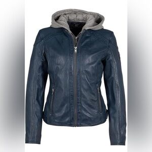 Mauritius Women's Allice Genuine Leather Jacket With Detach Hood size XS